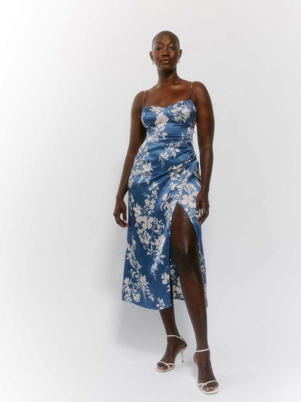 Reformation Marguerite Blue Floral Silk Dress— Size 10